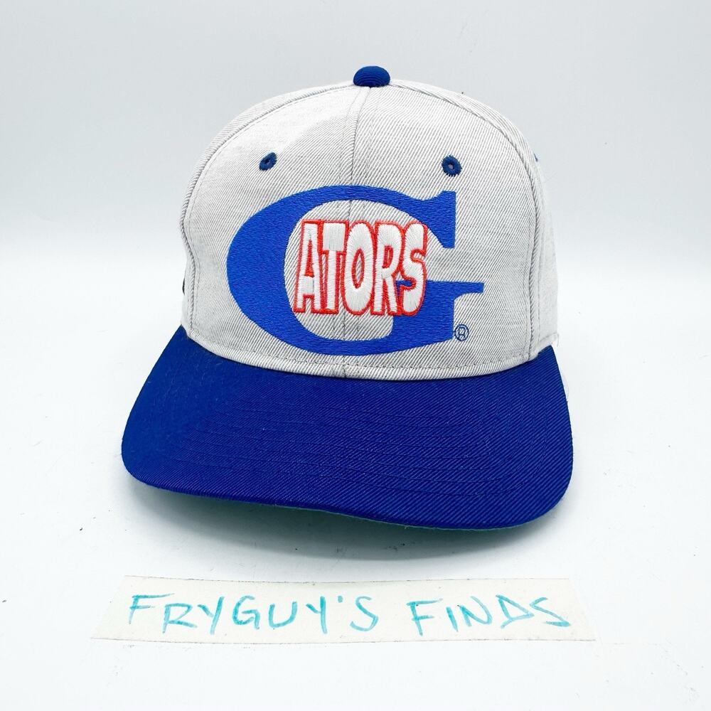 Vintage Florida Gators UF Hat Snapback Cap Spell Out Gray / Blue Spellout SEC